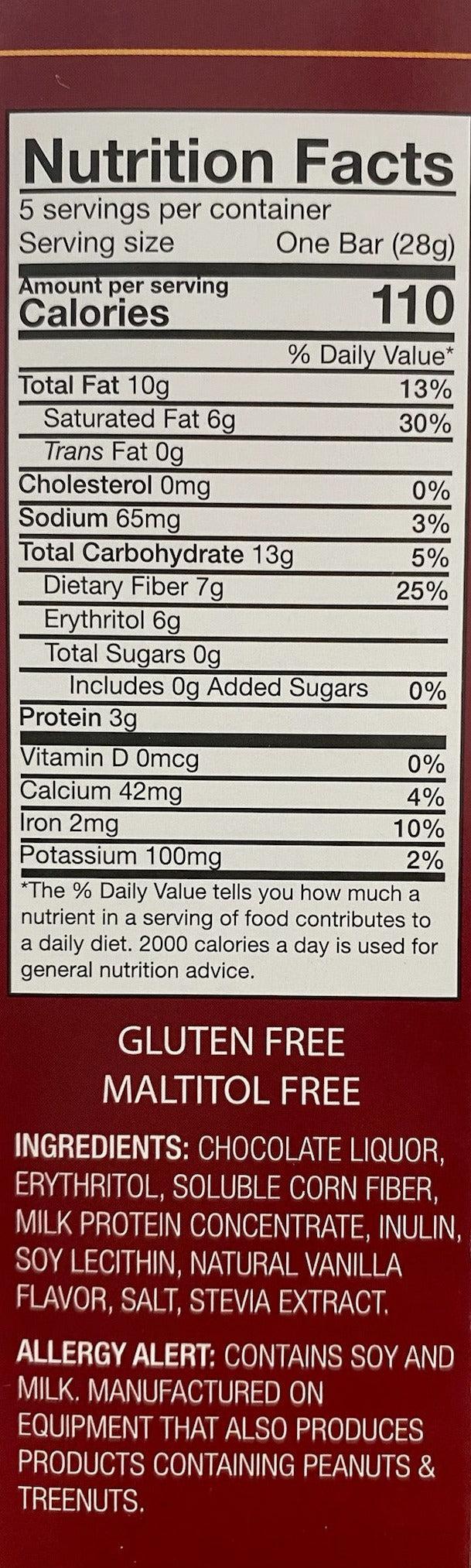 ChocoRite all-natural chocolate bars nutrition