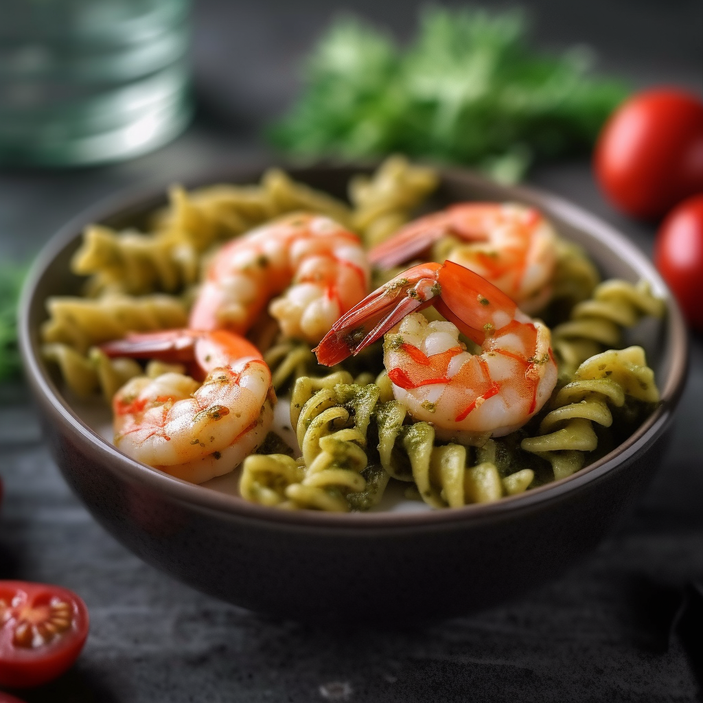 bariatric friendly pasta with pesto and grilled shrimp recipe