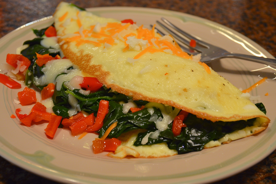 LowCarb Spinach and Cheese Omelette Bariatric & Diabetic Recipe