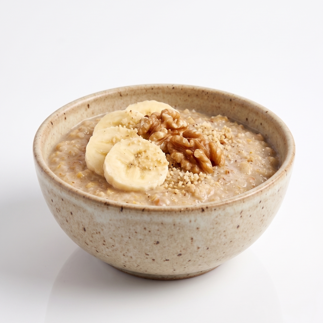 Bowl of Banana Nut Oatmeal by ProtiDiet 