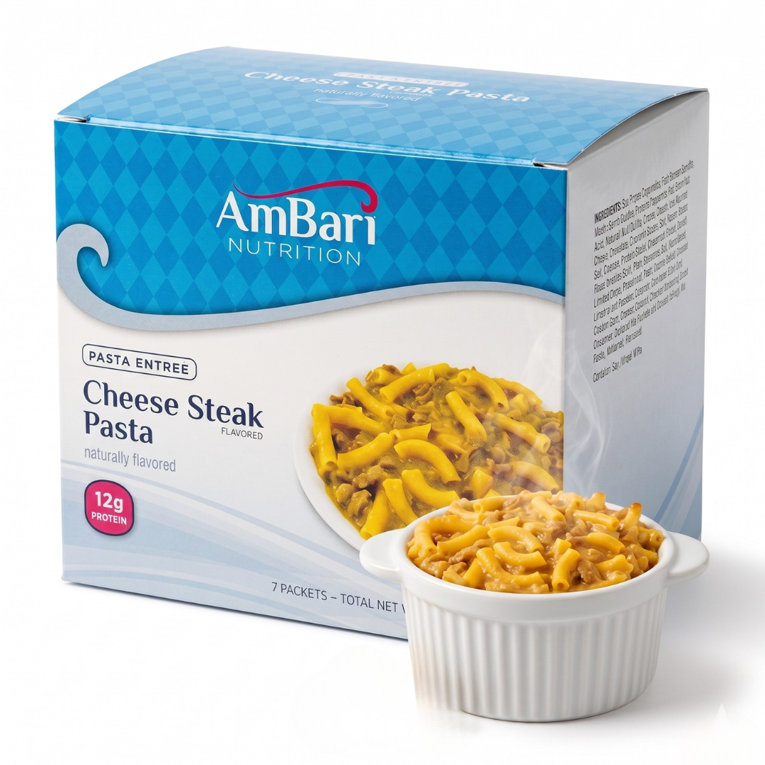 bariatric-friendly cheesesteak pasta meal