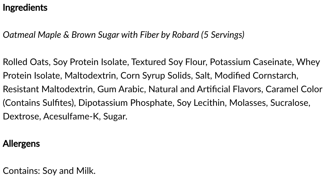 Maple & Brown Sugar Oatmeal