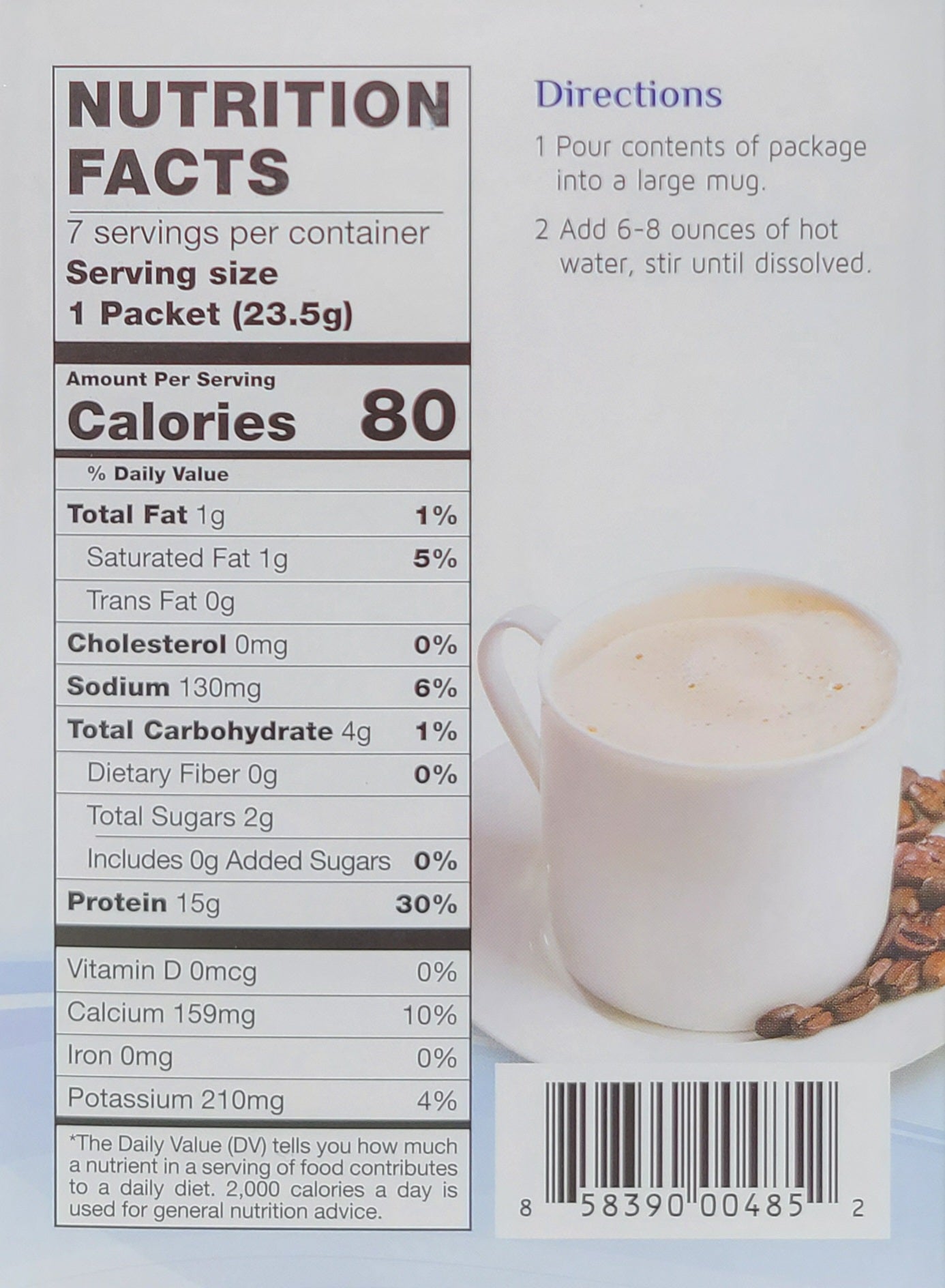 Cappuccino protein powder mix nutrition facts