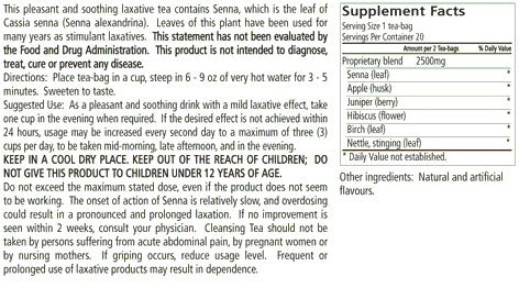 Doctors Designs Cleansing Herbs Tea Supplement Facts