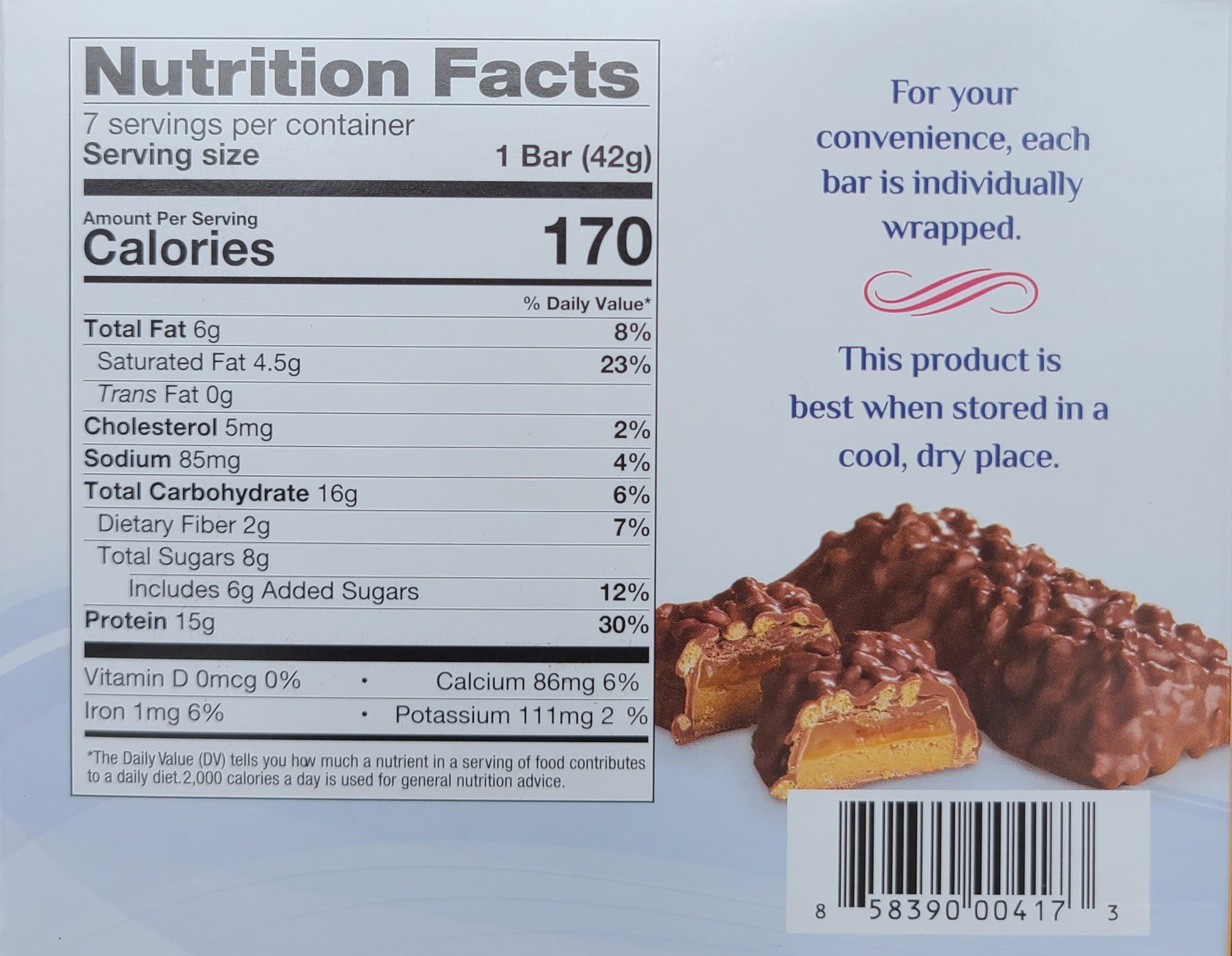 caramel crunch protein bars nutrition facts