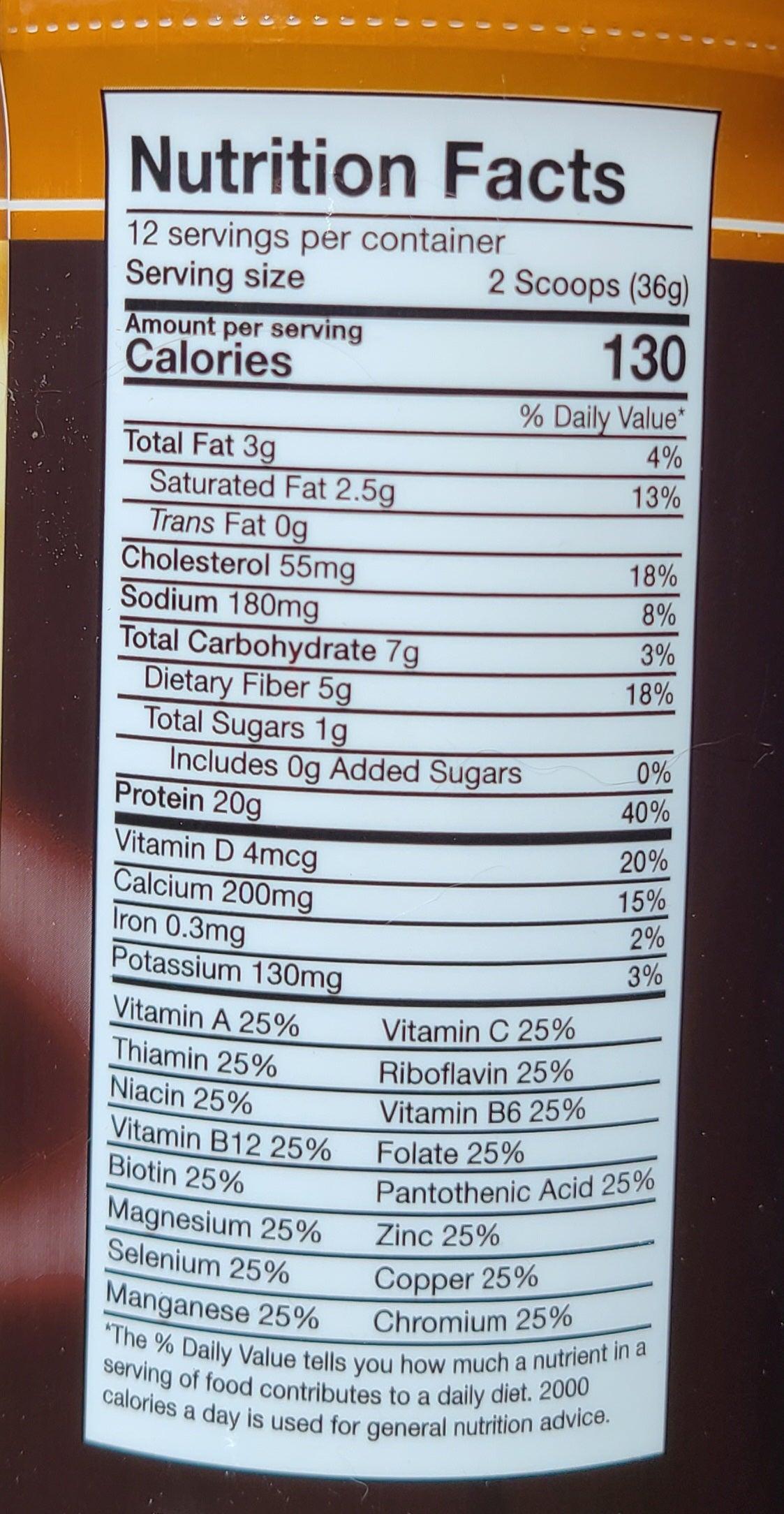 chocorite shake nutrition facts